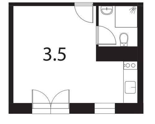 1 værelses lejlighed i København NV