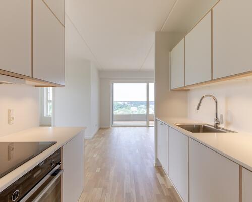 Højtbeliggende 3-værelses lejlighed med to altaner