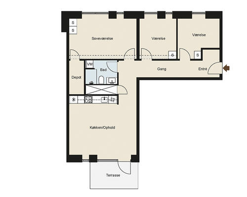 4 værelses lejlighed i Brøndby