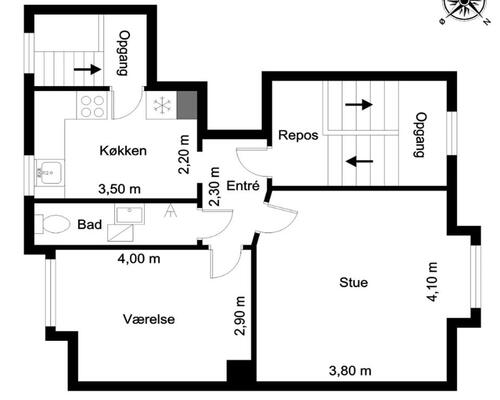 Hyggelig 3. sals lejlighed uden overbo og udsigt til åen