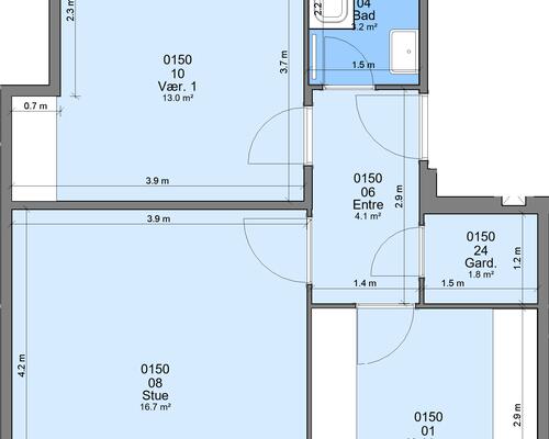 2 værelses lejlighed i Randers SV