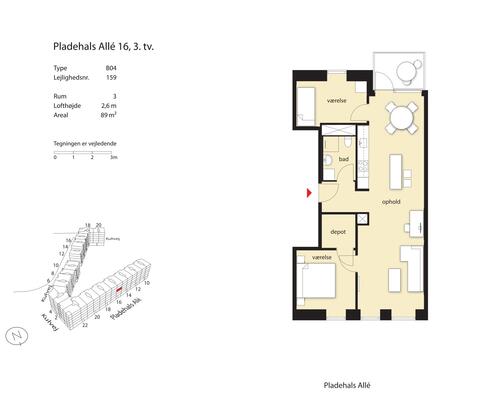 3 værelses lejlighed i København SV