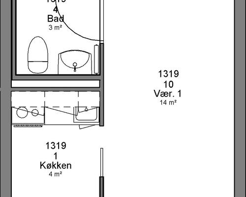 1 værelses lejlighed i Herning