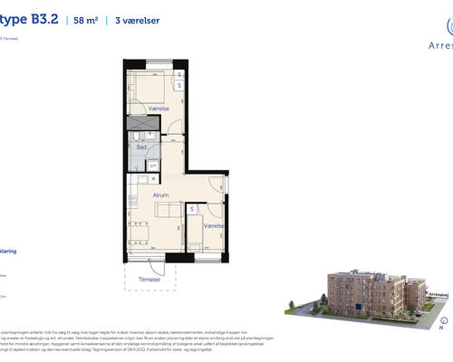 3 værelses lejlighed i Risskov