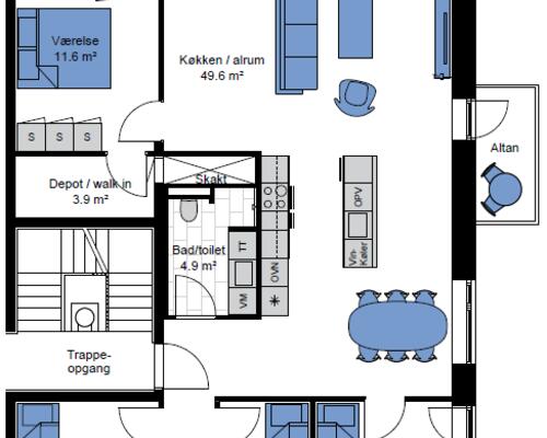 Delevenlig 5-Værelses lejlighed i Sydhavnen KBH SV