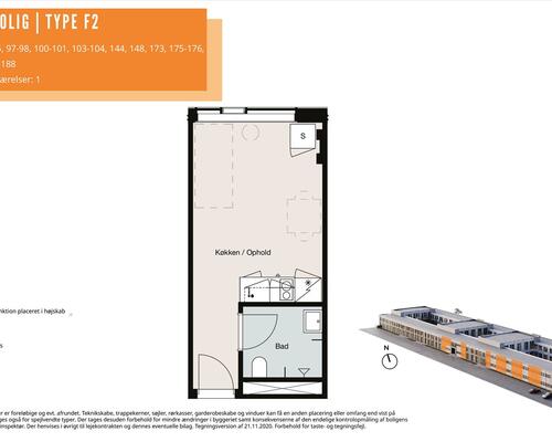 1 værelses lejlighed i Søborg