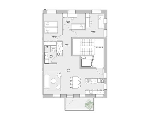 Rummelig lejlighed med stor altan og god udsigt