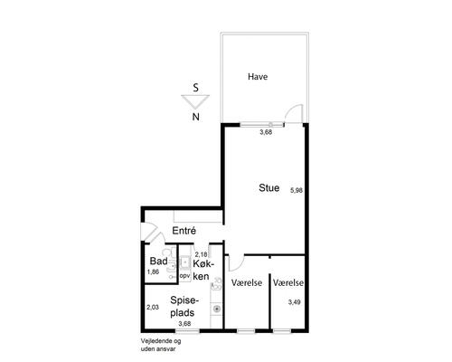 2 værelses lejlighed i Humlebæk