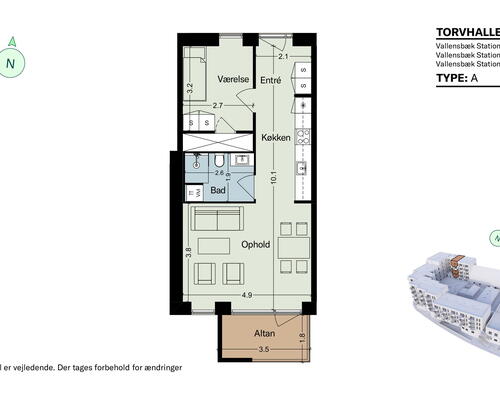 Rummelig og lys 2-værelses lejlighed med egen altan og unikke fællesfaciliteter.
