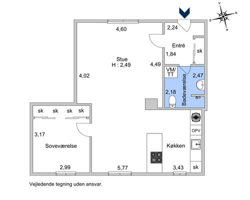 2 værelses lejlighed i Hørsholm