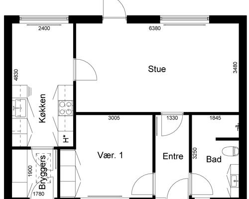 2 værelses hus i Bording