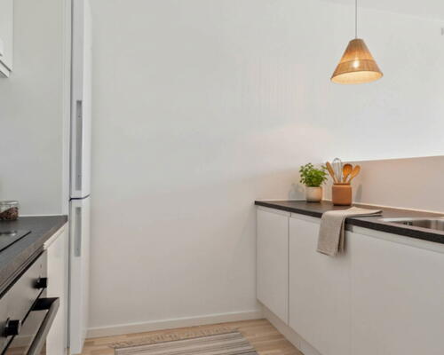 Moderne bolig med tre værelser og privat terrasse. Skræddersyet til dig over 50 år uden hjemmeboende børn