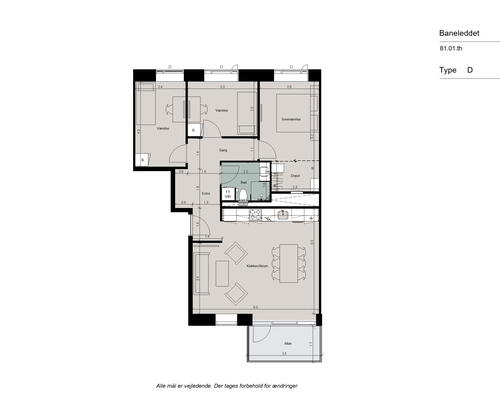 Lys og rummelig 4-værelses lejlighed med god planløsning og sydvendt altan - Ingen bindingsperiode!