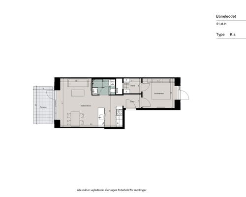 Moderne og velindrettet 2-lejlighed med køkken-alrum og terrasse - Ingen bindingsperiode!