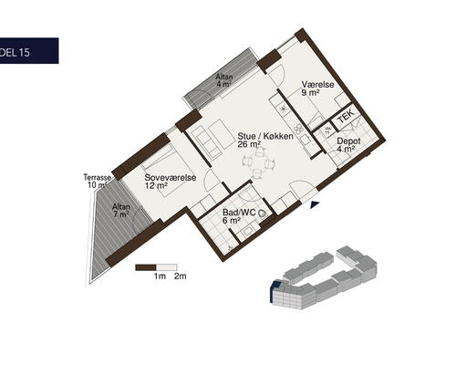 Egedal Stationsby - Lys og indbydende lejebolig med stor hjørne altan og udsigt til markerne