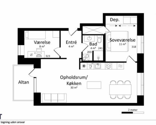 Flot nyopført 3-værelses i Strandhusene