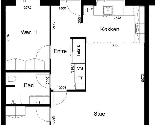 3 værelses lejlighed i Vamdrup