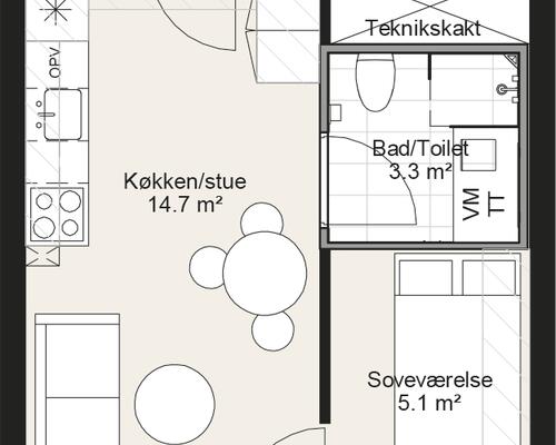 2 værelses lejlighed i Slagelse