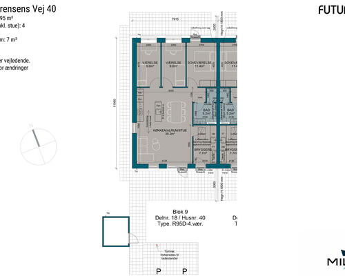 4 værelses hus i Give