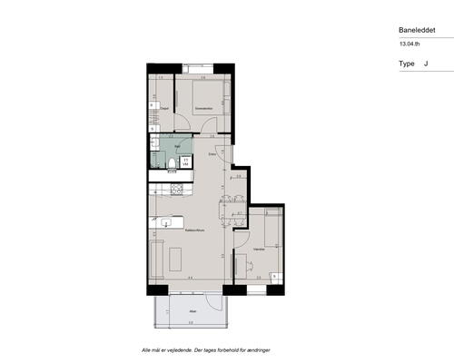 Skøn og velindrettet 3-værelses lejlighed med stort køkken-alrum og udsigt over villakvarteret!