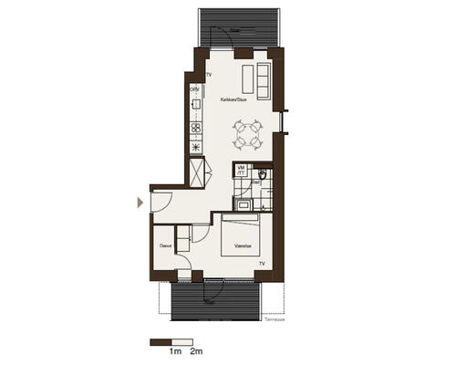 Egedal Stationsby - Dejlig 2 vær. lejebolig med hele to altaner