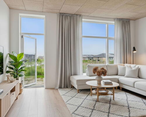 Unikke etplans huse med egen p-plads