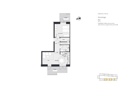 Stilfuld 2-værelses lejlighed med egen terrasse og stor stue