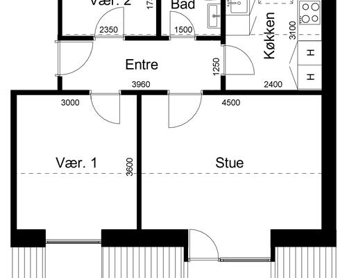 2 værelses lejlighed i Grindsted