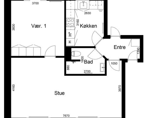 2 værelses lejlighed i Toftlund