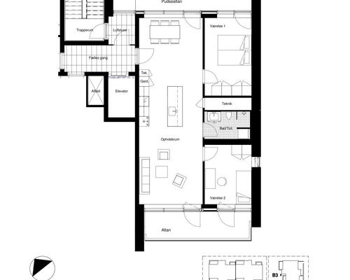 3 værelses lejlighed i Århus C