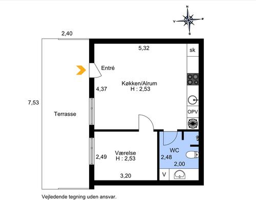 2 værelses lejlighed i Viby J