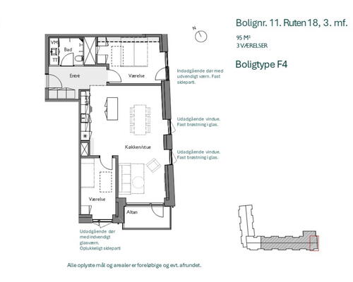 3 værelses lejlighed i Brønshøj
