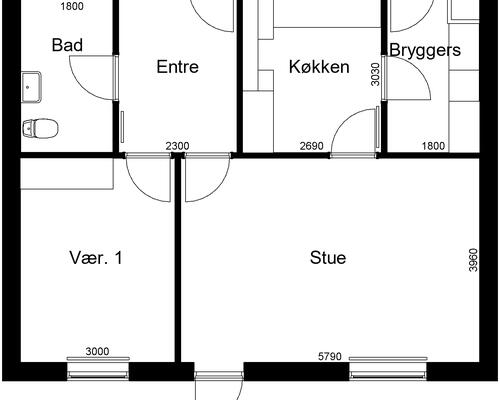 2 værelses hus i Roslev