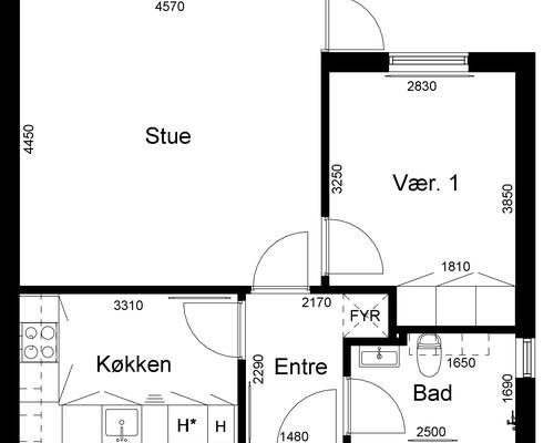 2 værelses hus i Stakroge