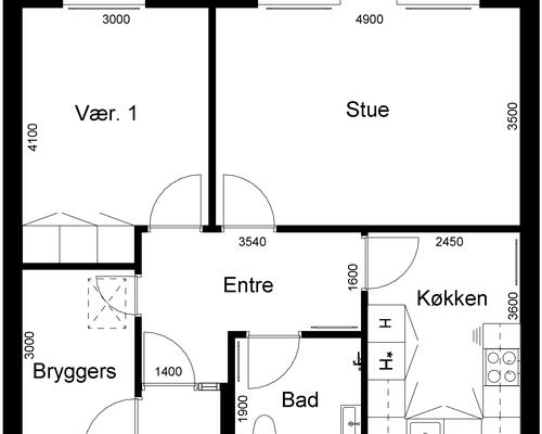 2 værelses hus i Gram