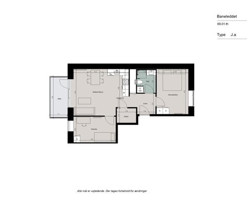 Rummelig og stilren 3-værelses lejlighed med stort køkken-alrum og stor altan ud til gården - Gulvarme i hele boligen!
