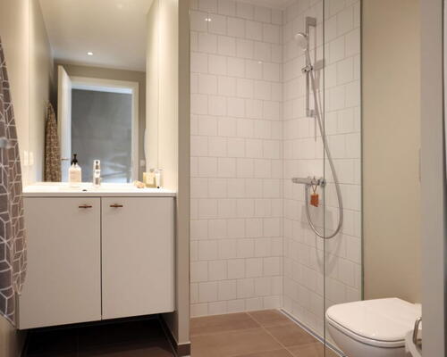 2 vær bolig i UN17 Lunden - et bofællesskab for dig over 40 år - Hyggelig stue og køkken-alrum i åben forbindelse