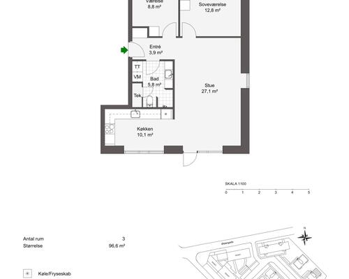 3 værelses lejlighed i Odense C