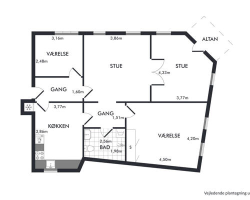 Dejlig og rummelig 4-værelses lejlighed