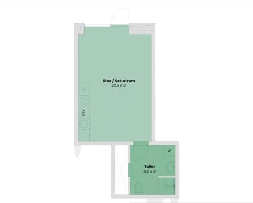 1 værelses lejlighed i Viborg