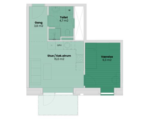 2 værelses lejlighed i Viborg