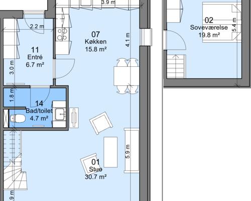2 værelses lejlighed i Otterup