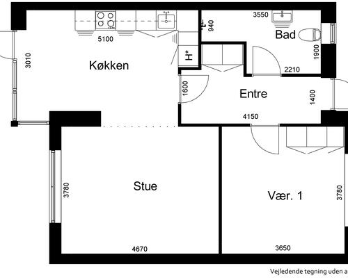 2 værelses lejlighed i Viborg