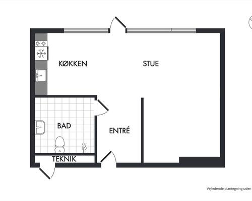 1 værelses lejlighed i Valby