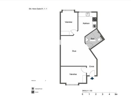 3 værelses lejlighed i Odense C