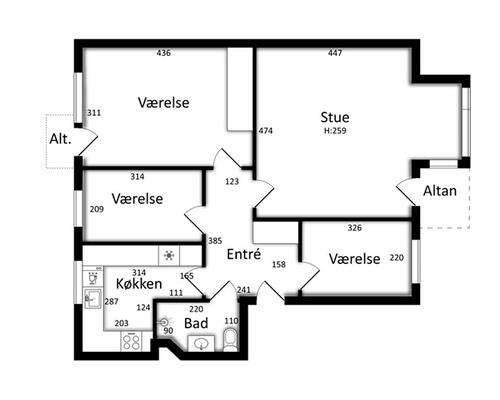 4 værelses lejlighed i Århus N