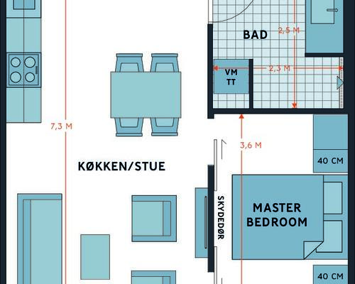 2 værelses lejlighed i København V