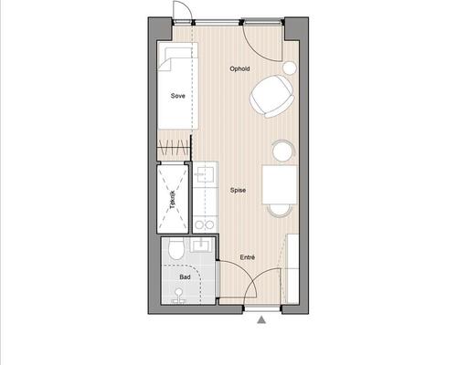 1 værelses lejlighed i Århus N