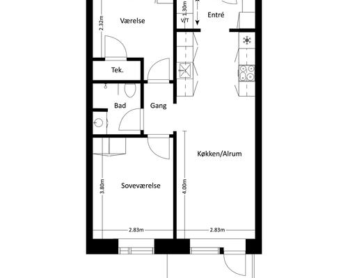 3 værelses lejlighed i Roskilde
