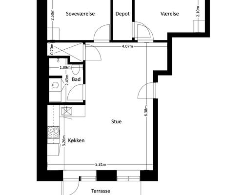 3 værelses lejlighed i Frederikssund